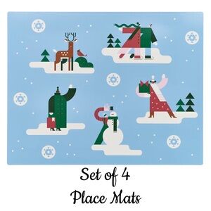 Festive Blue Place Mats Set of 4